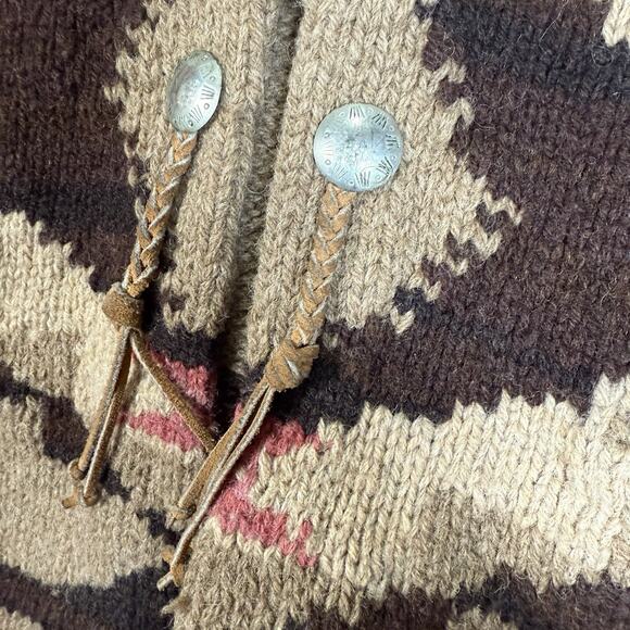 Vintage Ralph Lauren Country Navajo Hand Knit Cardigan Sweater Wool Size M Aztec - Picture 2 of 8